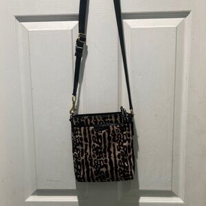 Coach Black and Brown Animal Print Crossbody Bag